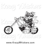 Critter Clipart of a Biker Cat Riding a Motorcycle by