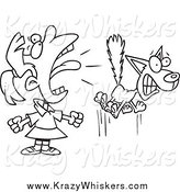 Critter Clipart of a Black and White Girl Screaming at a Cat by Toonaday
