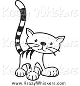 Critter Clipart of a Black and White Tabby Cat Standing by Lal Perera