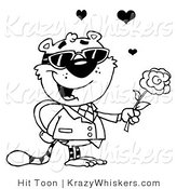 Critter Clipart of a Black and White Valentine Tiger - Royalty Free by Hit Toon