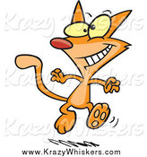 Critter Clipart of a Cartoon Dancing Orange Cat by Toonaday