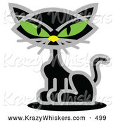 Critter Clipart of a Creepy Black Cat with Piercing Green Eyes by Andy Nortnik