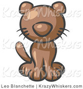 Critter Clipart of a Cute Brown Kitten Looking Curiously at the Viewer by Leo Blanchette
