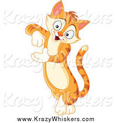Critter Clipart of a Cute Ginger Tabby Cat Leaning and Presenting by Yayayoyo