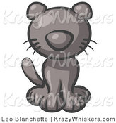 Critter Clipart of a Cute Gray Kitten Looking Curiously at the Viewer by Leo Blanchette