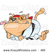 Critter Clipart of a Cute Karate Cat Resting After a Fight by Dennis Holmes Designs