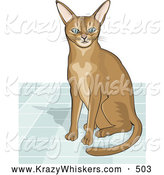 Critter Clipart of a Friendly Curious Abyssinian Cat Seated on a Tile Floor by David Rey