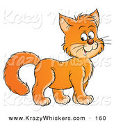 Critter Clipart of a Friendly Orange Kitty Cat Smiling and Facing to the Right by Alex Bannykh