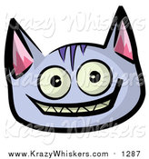 Critter Clipart of a Grinning Purple Cat by