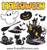 Critter Clipart of a Halloween Icons and Text by Visekart