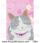 Critter Clipart of a Happy Cat over Pink by Mayawizard101