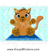 Critter Clipart of a Kitten on a Mat over Blue by