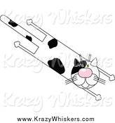 Critter Clipart of a Leaping Black and White Cat by Vector Tradition SM