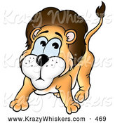 Critter Clipart of a Scared or Nervous Little Lion on White by Dero