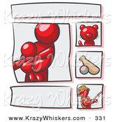 Critter Clipart of a Scrapbooking Kit Page with a Happy Red People Family, Cat, Baseball and Man Fishing by Leo Blanchette