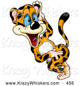 Critter Clipart of a Smiling Goofy Leopard Twisting His Torso While Dancing by Dero