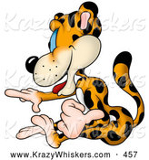 Critter Clipart of a Spotted Leopard Pointing and Directing Left by Dero