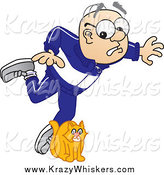 Critter Clipart of a White Senior Man Character Tripping over a Cat by Mascot Junction