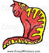 Critter Clipart of a Yellow and Red Cat Sitting by Prawny