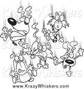 Critter Clipart of Black and White Cats and Dogs Raining down by Toonaday