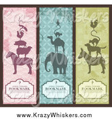 Critter Clipart of Vintage Silhouetted Animal Pyramid Bookmarks with Sample Text by