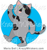 Vector Kitty Clipart of a Waving Cat Walking Upright - Royalty Free by Maria Bell