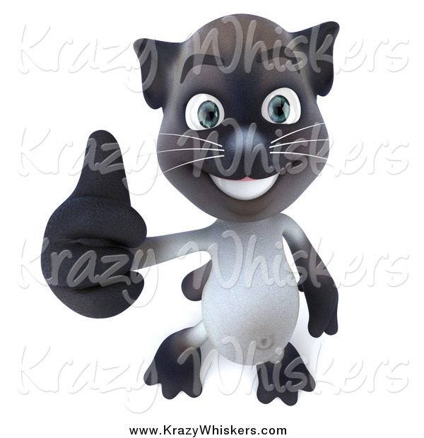 Critter Clipart of a 3d Siamese Cat Holding His Thumb up