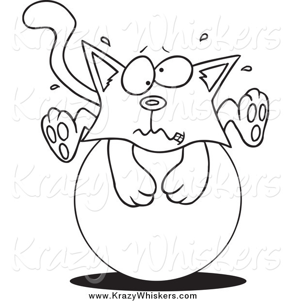 Critter Clipart of a Black and White Sick Kitten on a Ball