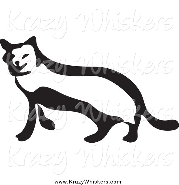 Critter Clipart of a Black and White Sneaky Cat