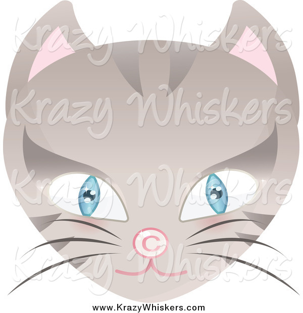 Critter Clipart of a Blue Eyed Beige Cat Face with a Copyright Symbol Nose