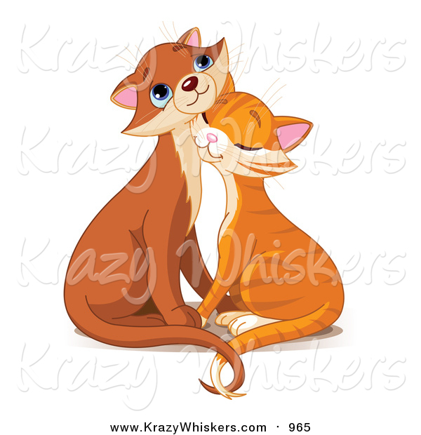 Critter Clipart of a Cute Ginger Cat Pair Cuddling