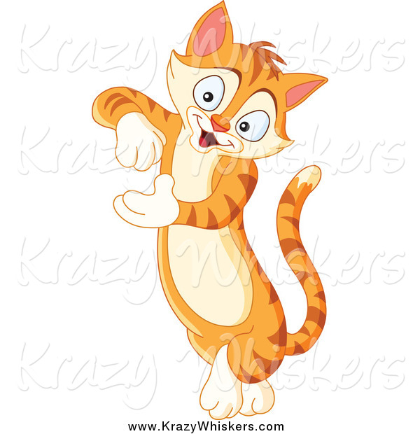 Critter Clipart of a Cute Ginger Tabby Cat Leaning and Presenting