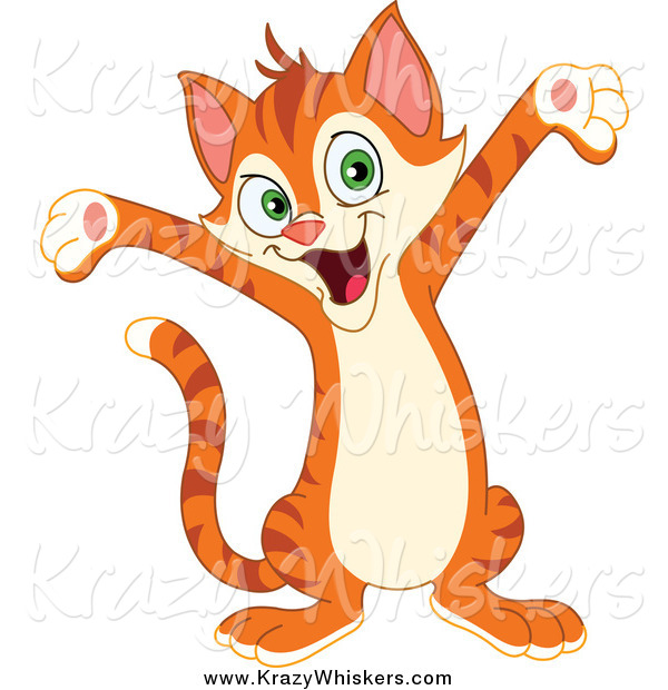 Critter Clipart of a Cute Happy Welcoming Cat Holding His Arms out