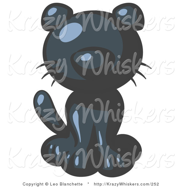 Critter Clipart of a Cute Navy Blue Kitten Looking Curiously at the Viewer