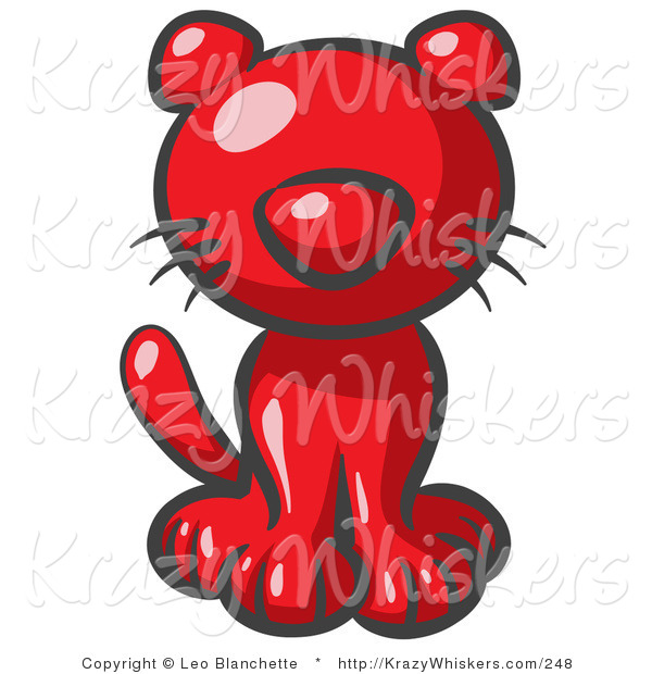 Critter Clipart of a Cute Red Kitten Looking Curiously at the Viewer