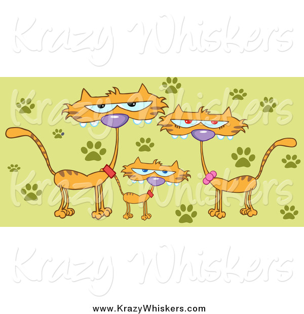 Critter Clipart of a Family of Marmalade Cats