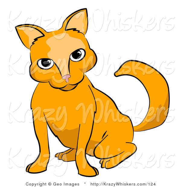 Critter Clipart of a Frisky Orange Cat Looking Forward