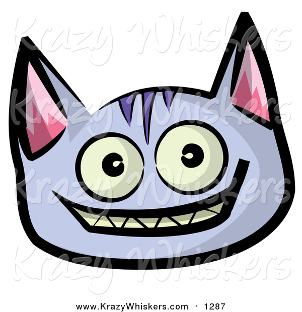 Critter Clipart of a Grinning Purple Cat
