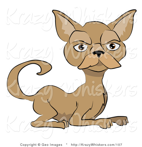 Critter Clipart of a Grumpy Brown Cat with a Mustache