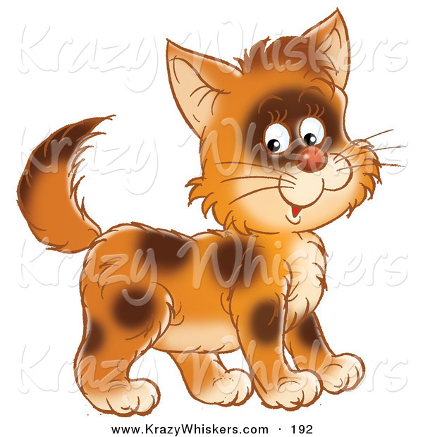 Critter Clipart of a Happy and Cute Brown Kitty Cat with Spots, Smiling at the Viewer