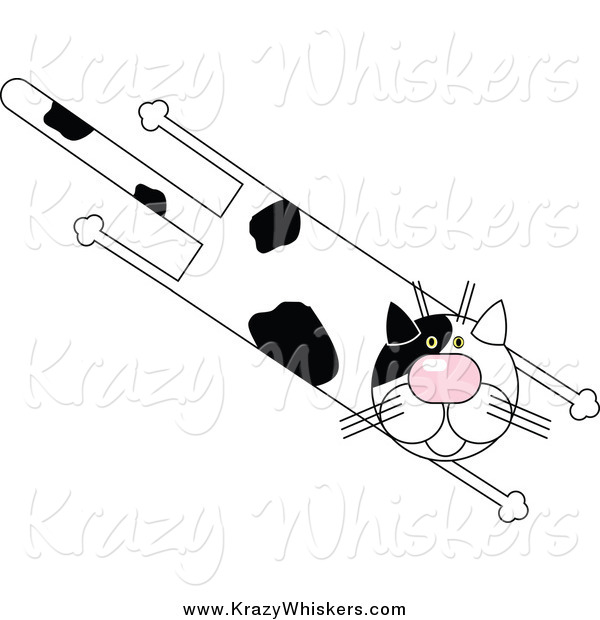 Critter Clipart of a Leaping Black and White Cat