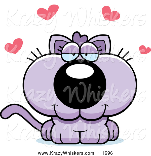 Critter Clipart of a Loving Purple Kitten with Hearts