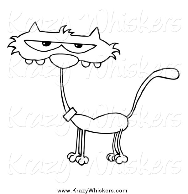 Critter Clipart of a Scrawny Black and White Cat