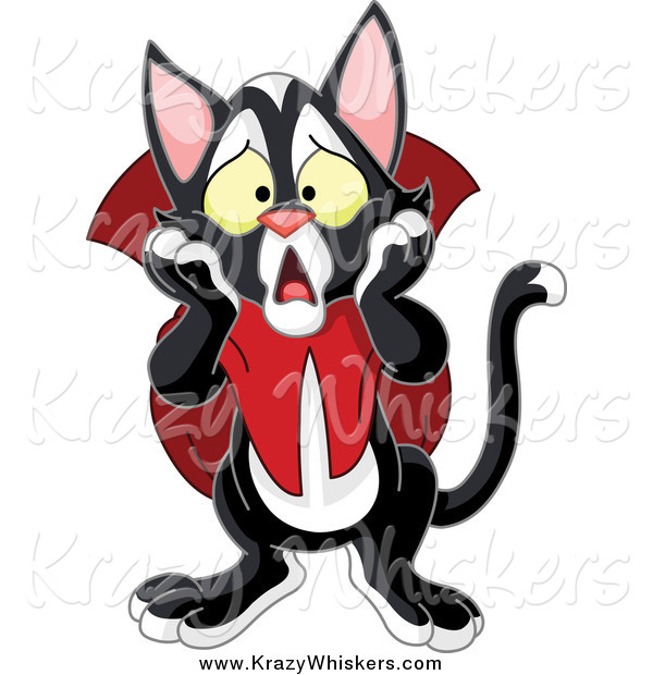 Critter Clipart of a Shocked Vampire Cat