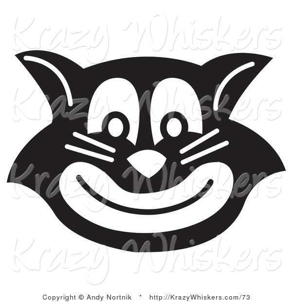 Critter Clipart of an Evil Black and White Cat Grinning