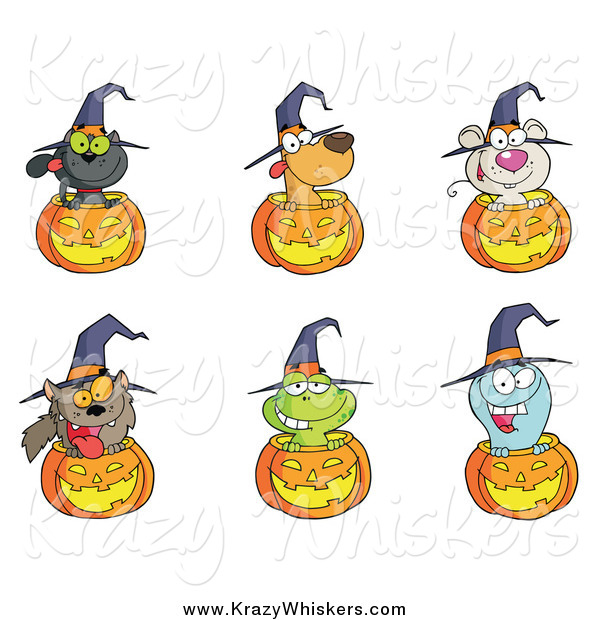 Critter Clipart of Animals and Jack O Lanterns