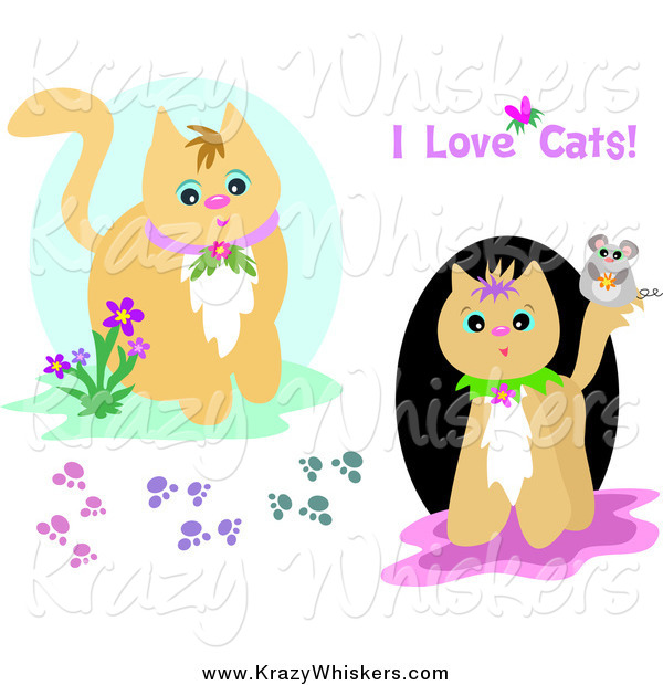 Critter Clipart of Cats, Mice and Paw Prints