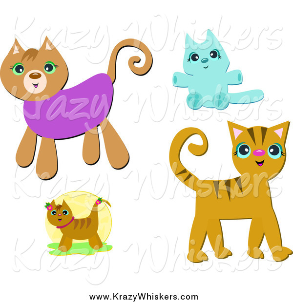Critter Clipart of Four Cats