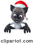 Critter Clipart of a 3d Christmas Siamese Cat Looking down at a Sign by Julos