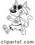 Critter Clipart of a Black and White Cool Cat Walking and Wearing Sunglasses by Toonaday